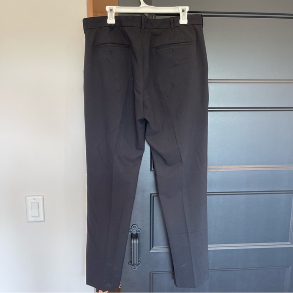 Van Hausen Men's Flex Dress Pants Size 36x32 Flat Front Stretch Black - Picture 2 of 5